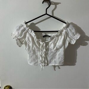 White Ruffled Crop Top